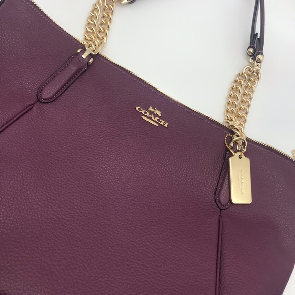 Authentic Coach Purse- Burgundy Leather Gold Chain - Picture 3 of 8